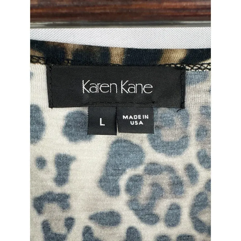 Women’s Karen Kane Large Cheetah Print Midi Wrap Style Dress - Picture 4 of 5